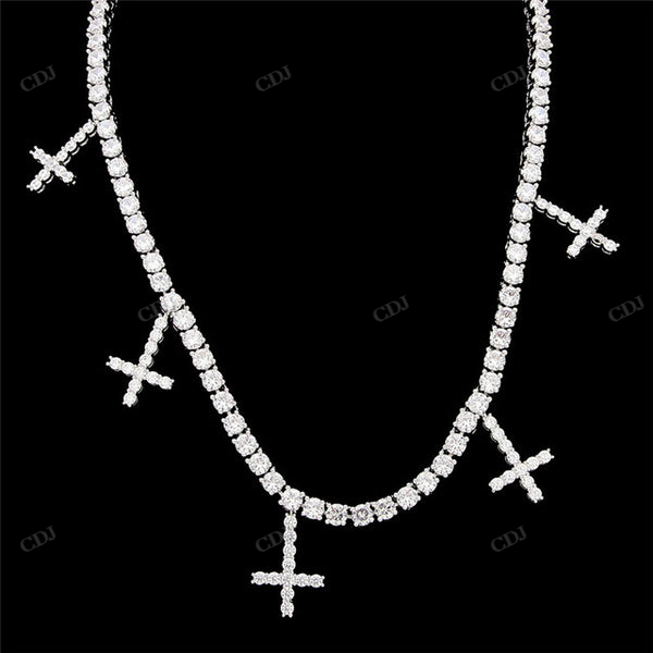 Full Iced Out Diamond Cross Tennis Chain hip hop jewelry CustomDiamJewel