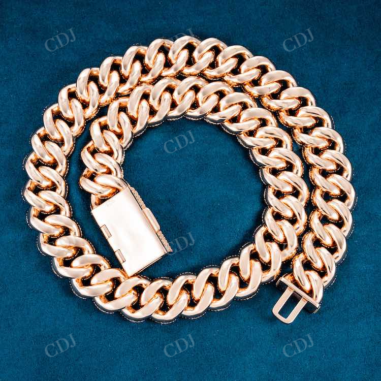 20MM Cuban Link Chain 14K Rose Gold hip hop jewelry customdiamjewel   