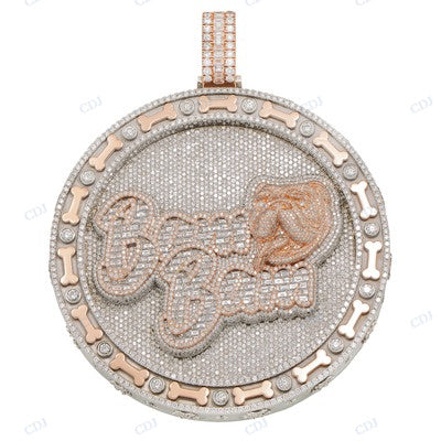 Moissanite Diamond Two Tone Pendant Of His Dog Bam Bam! hip hop jewelry CustomDiamJewel