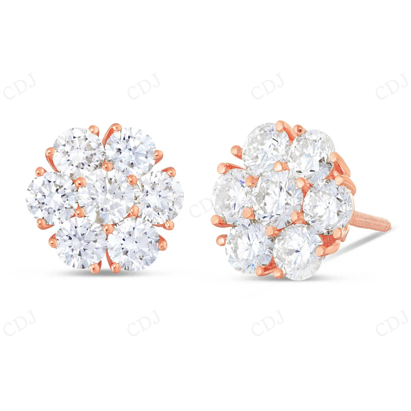 Luxury Moissanite Diamond Flower Stud Earrings Stud earrings CustomDiamJewel