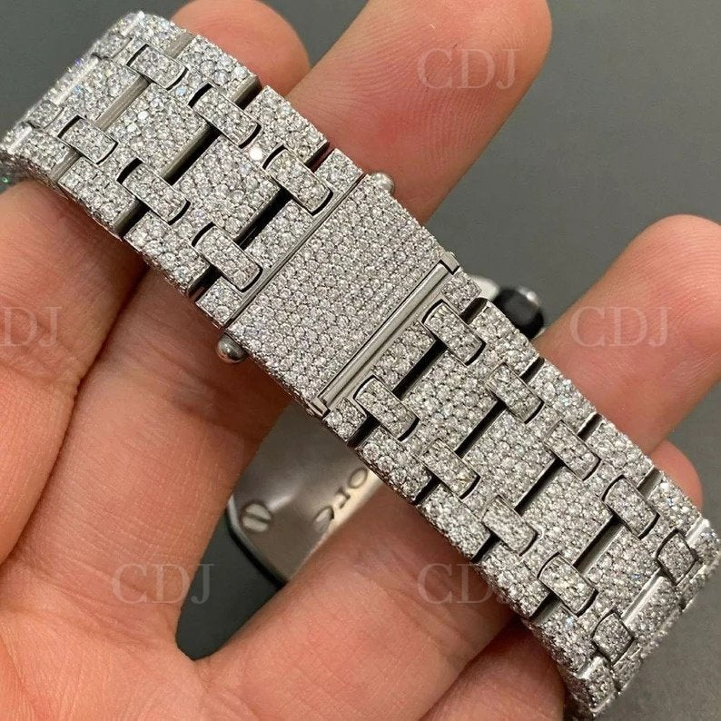 AP Regular Belt Fully Iced Out Moissanite Diamond Watch customdiamjewel