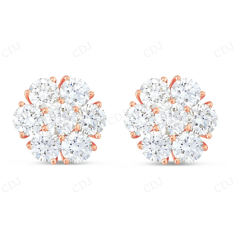 Luxury Moissanite Diamond Flower Stud Earrings Stud earrings CustomDiamJewel
