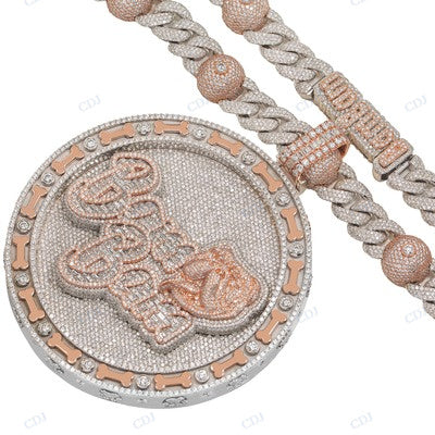 Moissanite Diamond Two Tone Pendant Of His Dog Bam Bam! hip hop jewelry CustomDiamJewel