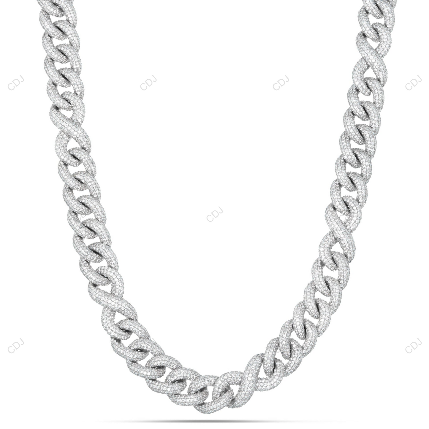 VVS Moissanite 925 Silver Infinity Cuban Link Chain CustomDiamJewel