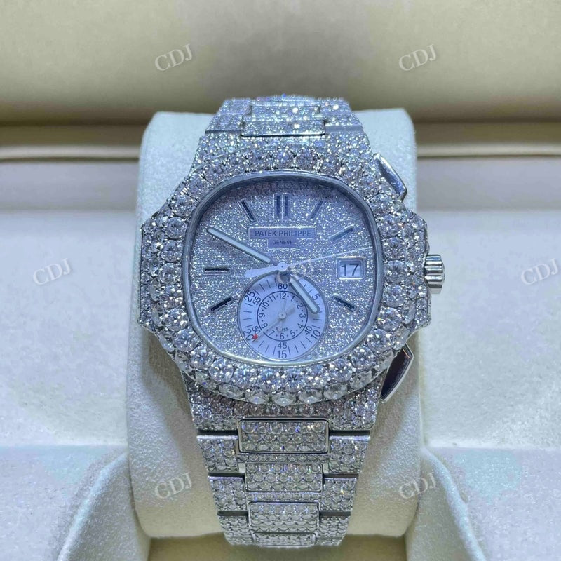 Full White Patek Philippe Moissanite Diamond Watch customdiamjewel