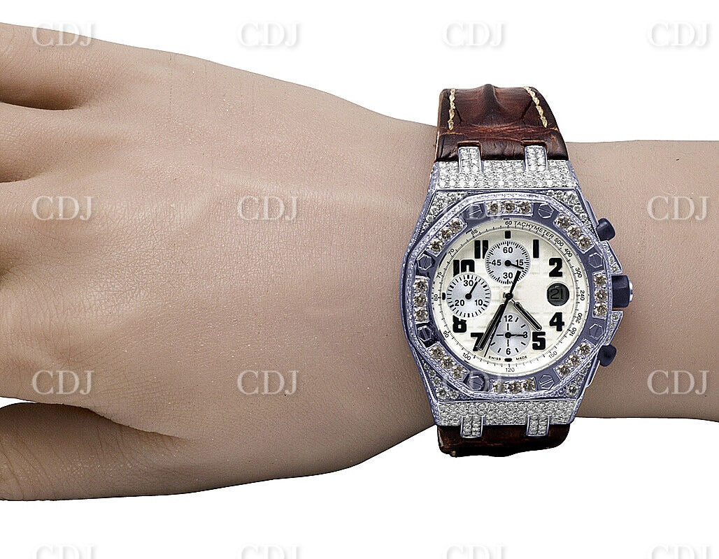 Fully Iced Out Custom Moissanite Bust Down Watch customdiamjewel