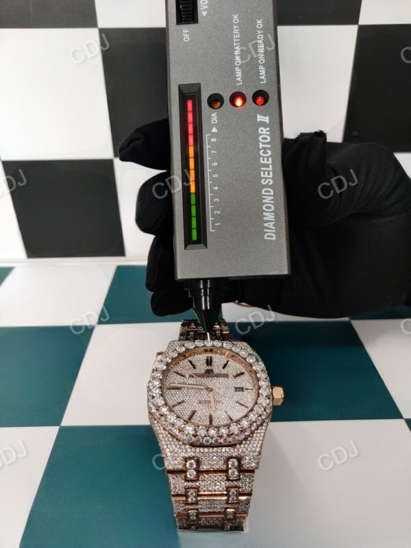 Full Rose AP Round Moissanite Diamond Fully Iced Out Men's Hip Hop Watches customdiamjewel