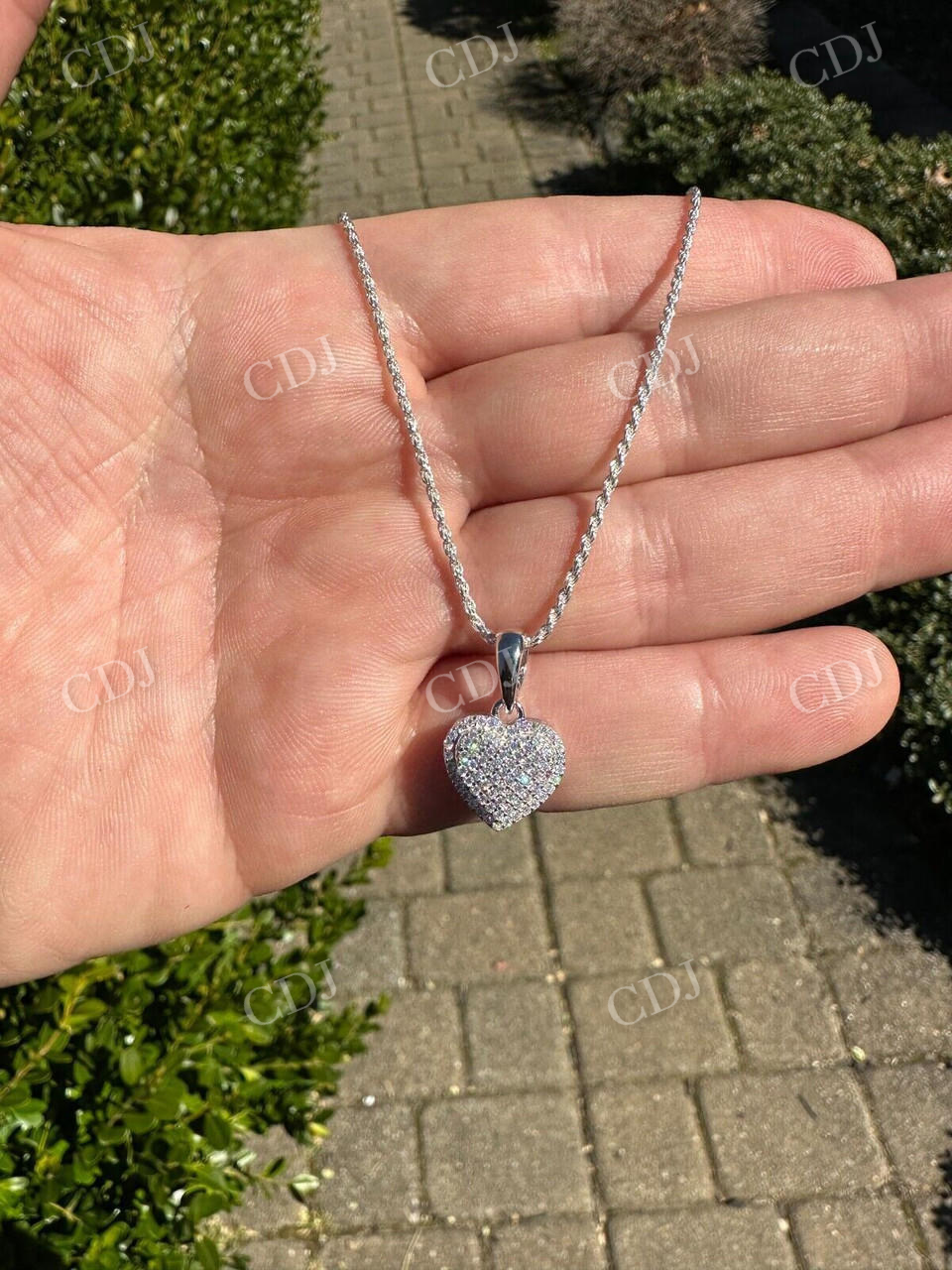 Charm Heart Shape Diamond Pendant  customdiamjewel   