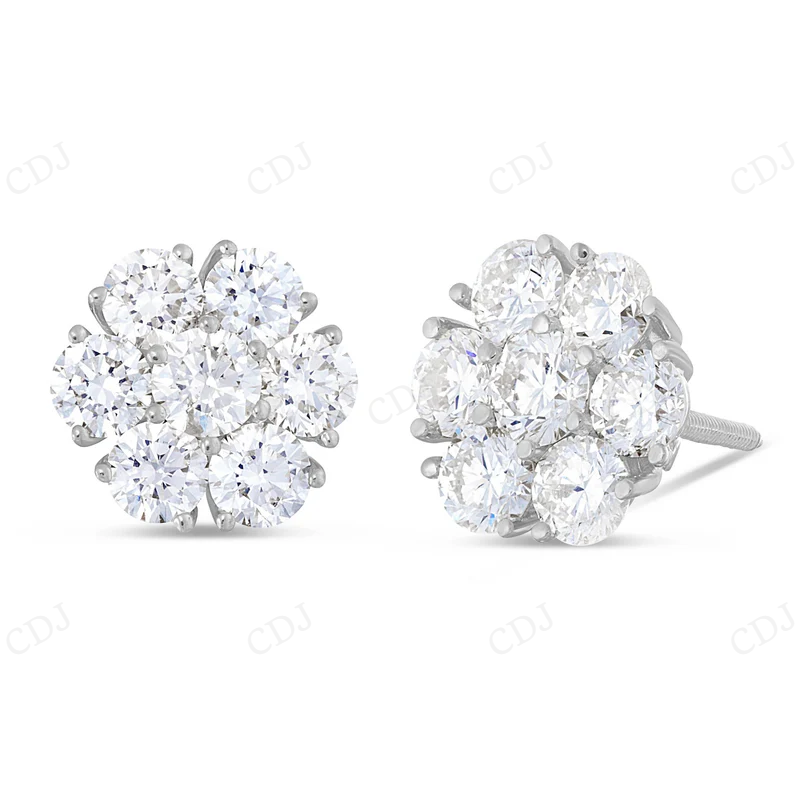 Luxury Moissanite Diamond Flower Stud Earrings Stud earrings CustomDiamJewel