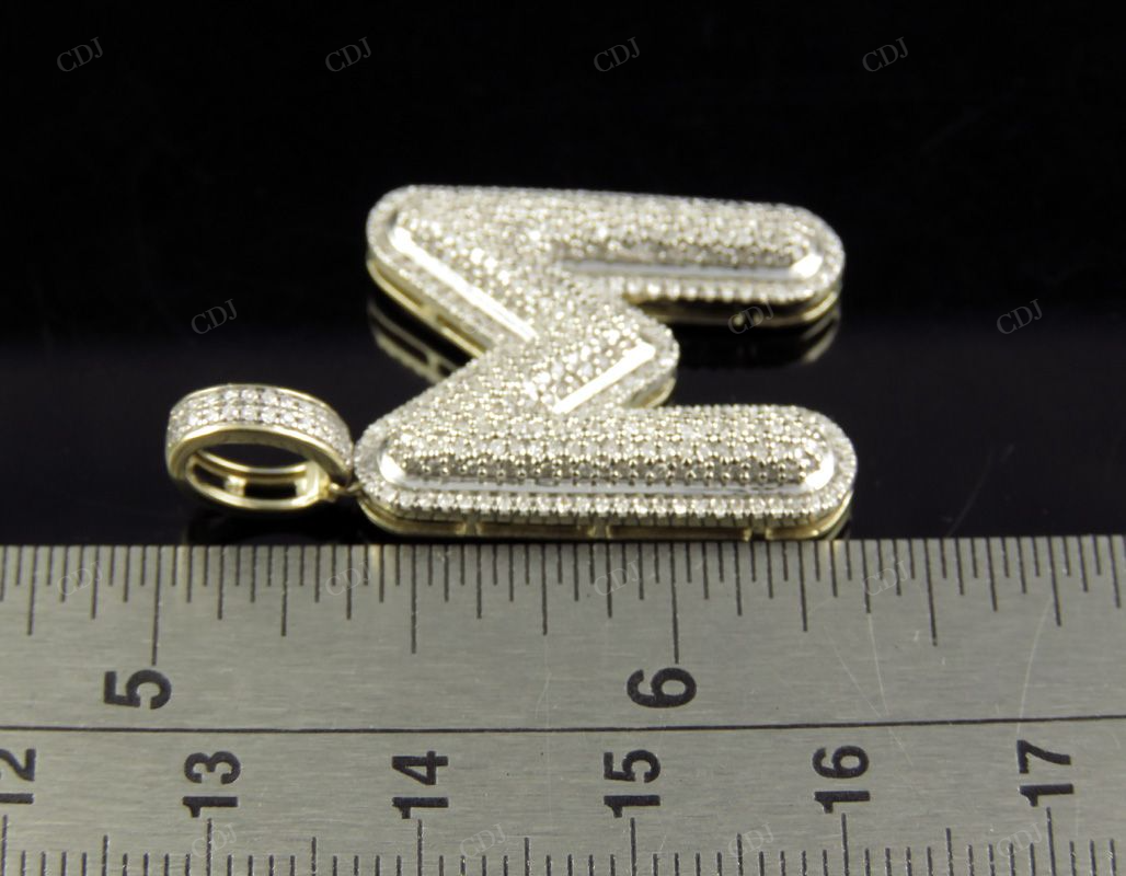 1.4" 1.10 CTW 14K Gold Real Diamond Initial M Letter Pendant CustomDiamJewel