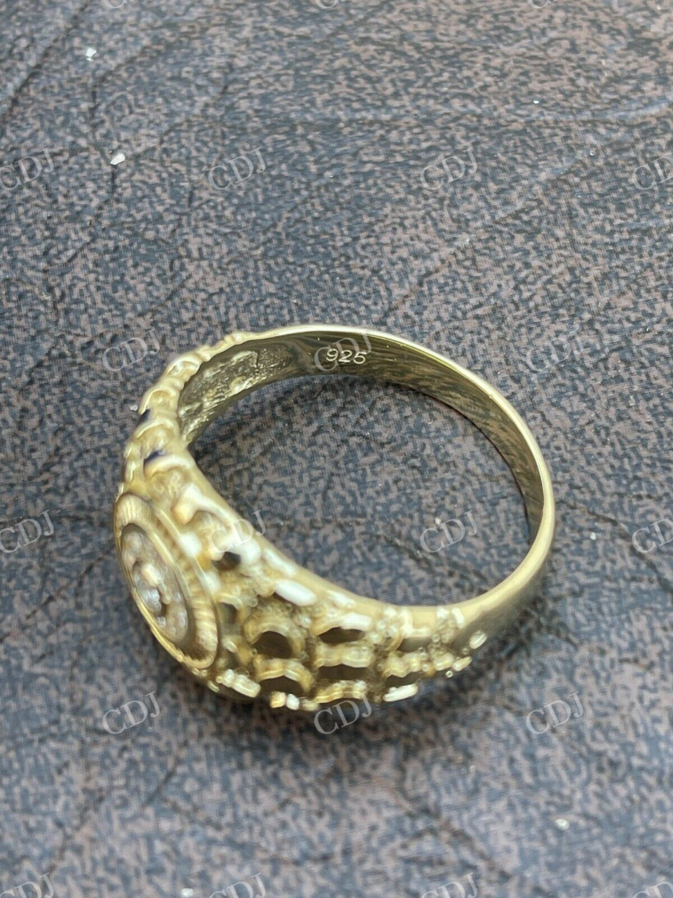 14K Solid Gold Vermeil Hip Hop Ring  customdiamjewel   