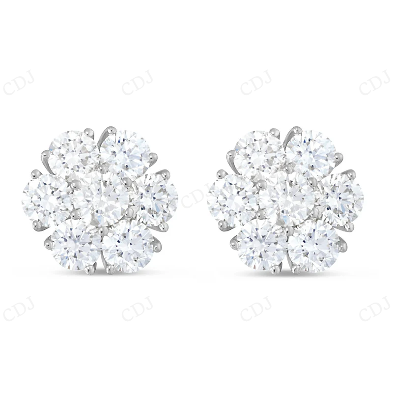 Luxury Moissanite Diamond Flower Stud Earrings Stud earrings CustomDiamJewel