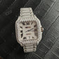 Full White Cartier Santos Moissanite Stainless Steel Iced Out Hip Hop Watch for Men hip hop jewelry customdiamjewel