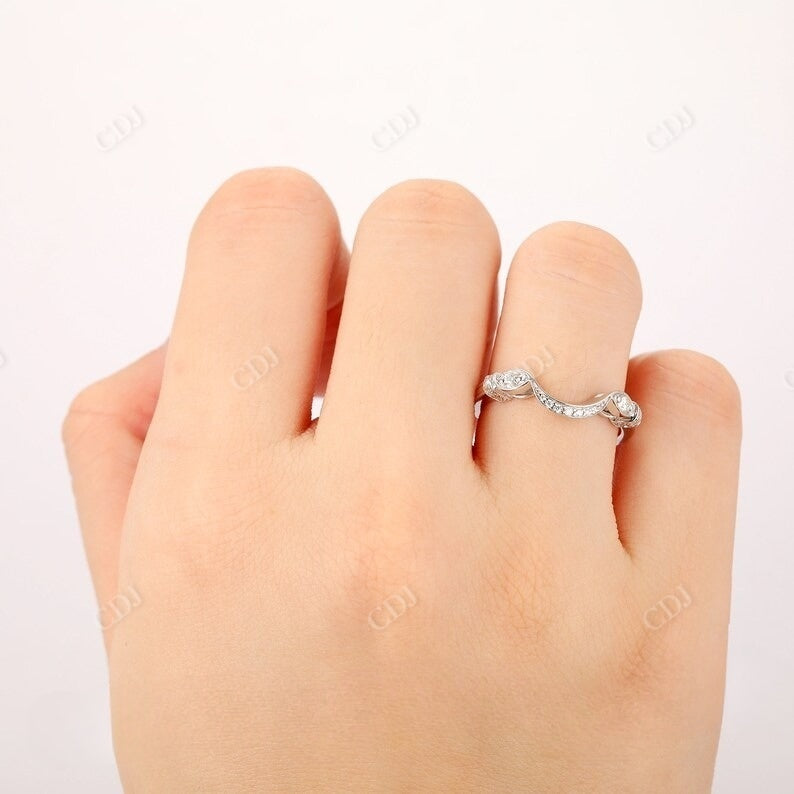 0.15CT Round Cut Natural Diamond Art Deco Wedding Band  customdiamjewel   