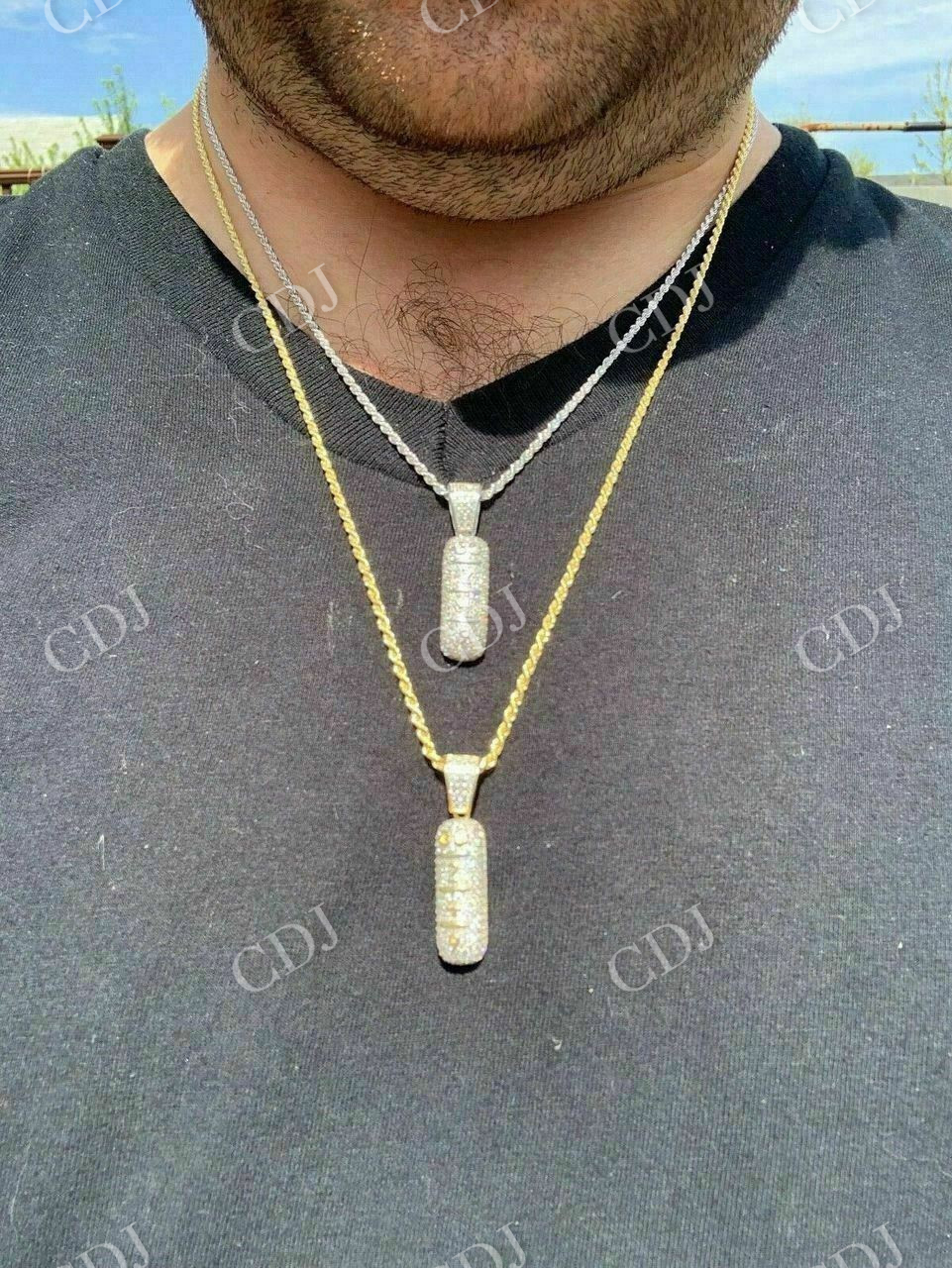 14k Gold XANAX Pill Bar Hip Hop Pendant  customdiamjewel   