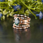 Green Oval Gemstone Multi Row Ring