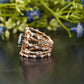 Green Oval Gemstone Multi Row Ring