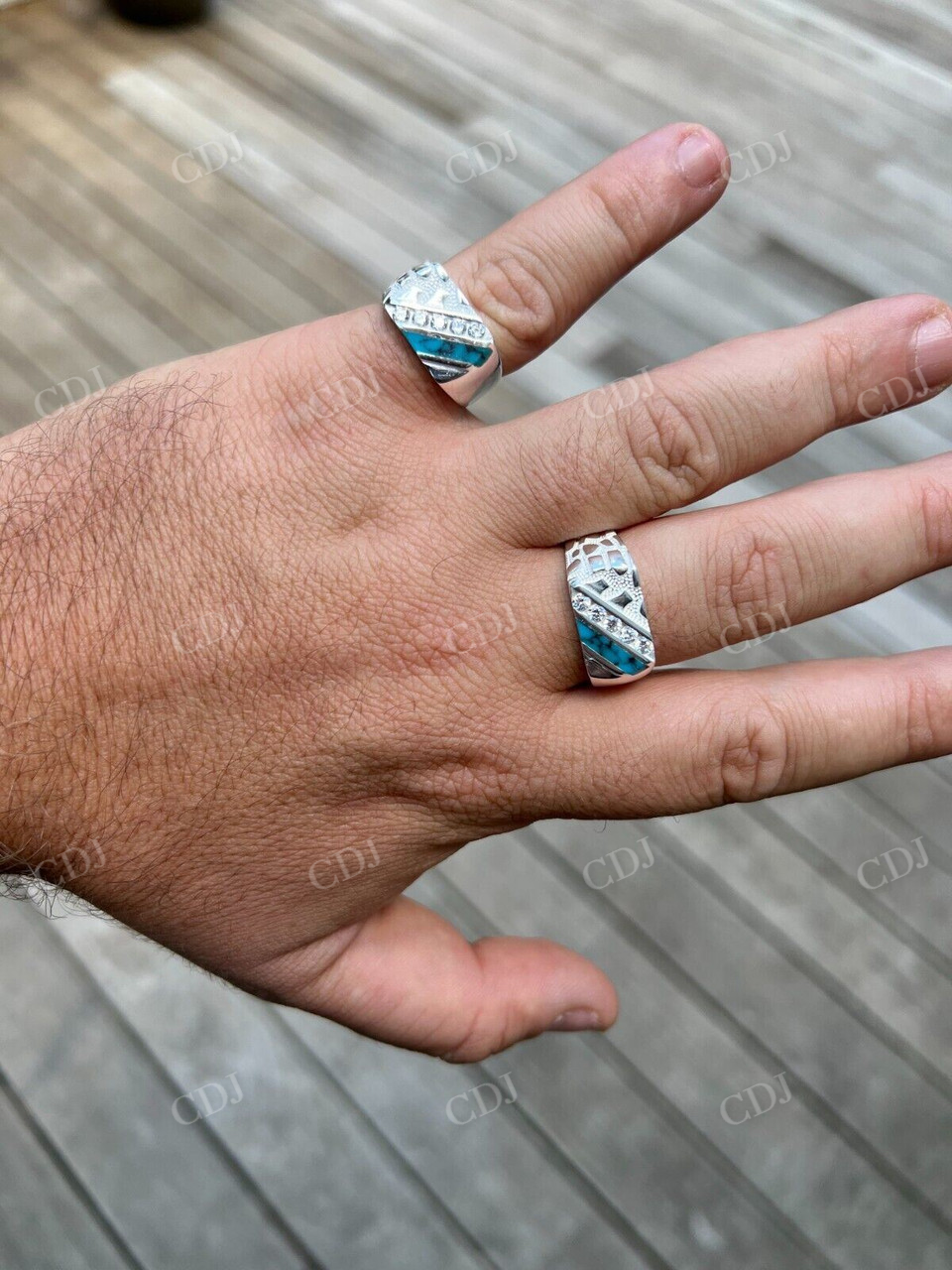Unique Turquoise Blue Channel Set Diamond Ring  customdiamjewel   