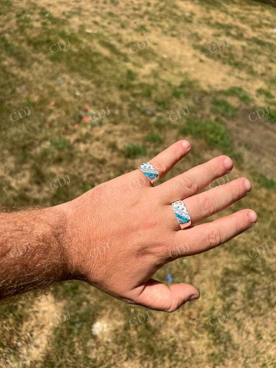 Unique Turquoise Blue Channel Set Diamond Ring  customdiamjewel   