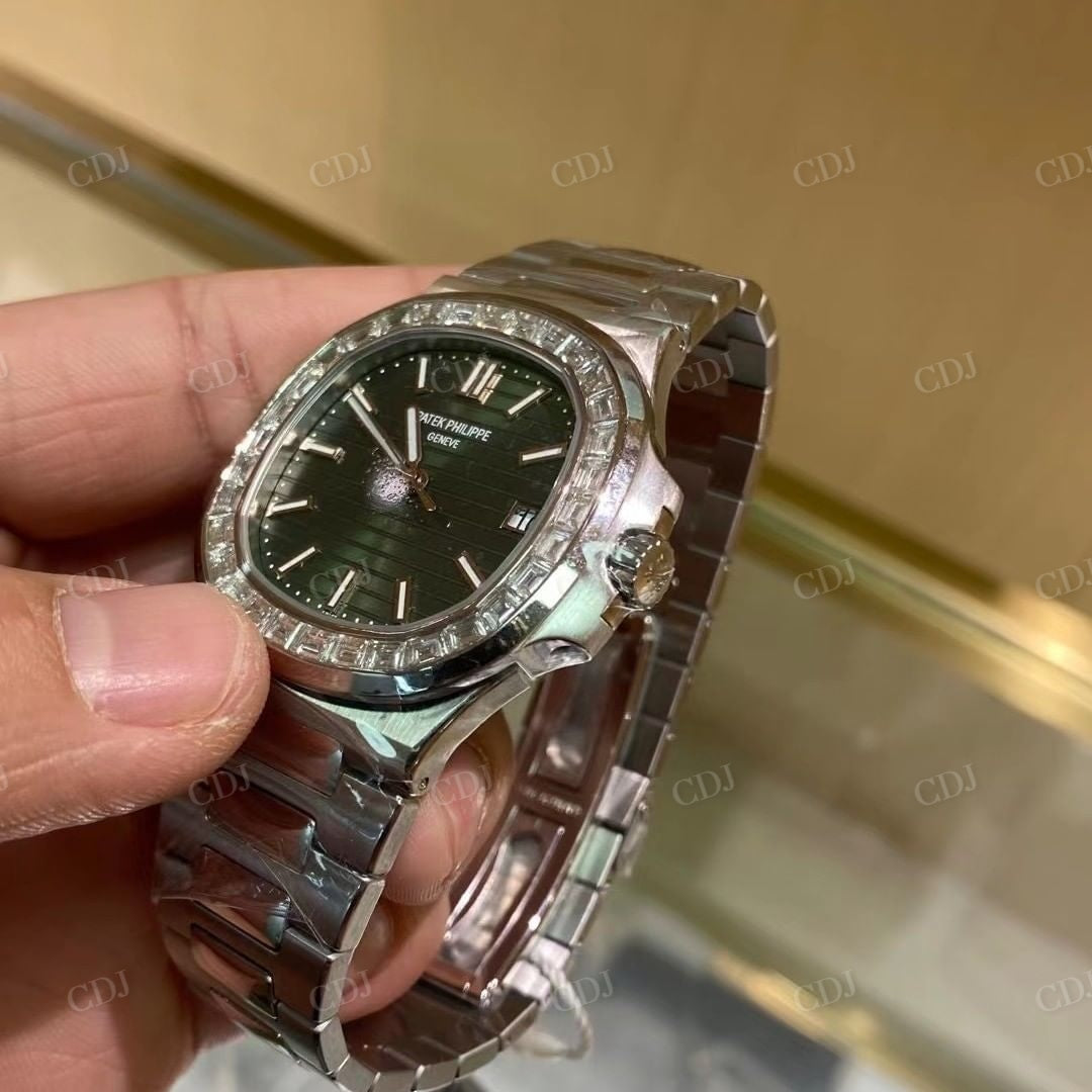 Customized Green Dial Diamond Watch
