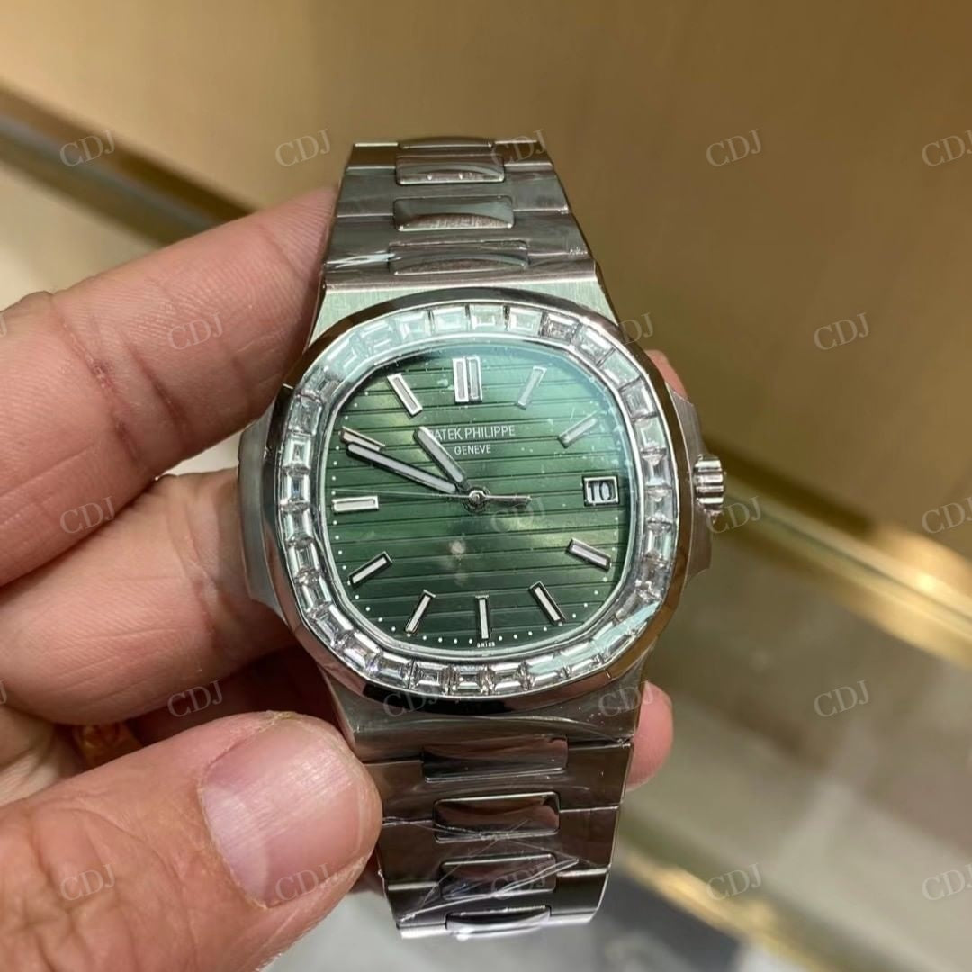 Customized Green Dial Diamond Watch
