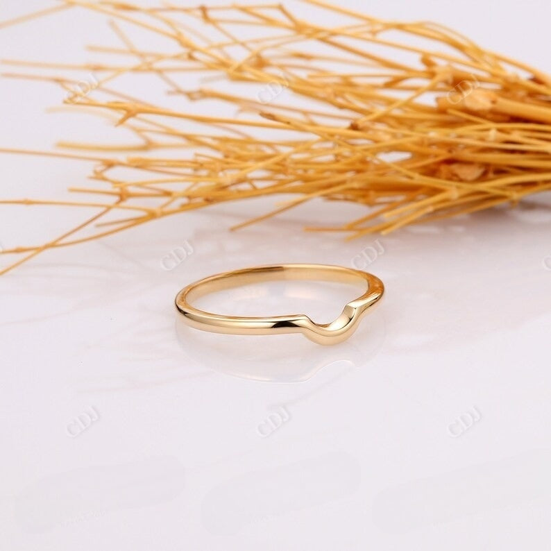 14K Solid Yello Gold Plain Curved Wedding Band  customdiamjewel   