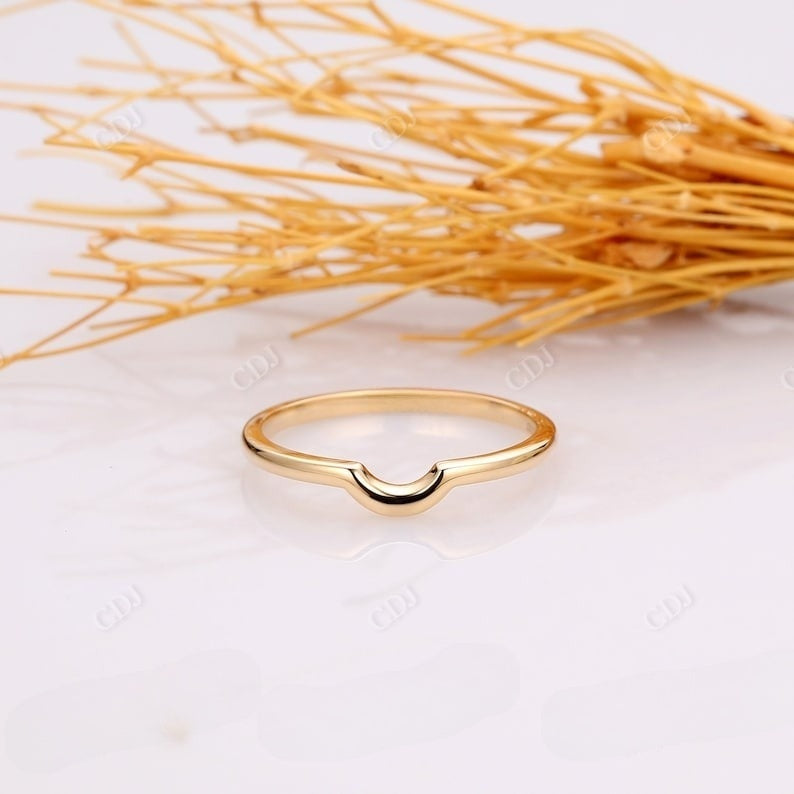 14K Solid Yello Gold Plain Curved Wedding Band  customdiamjewel   