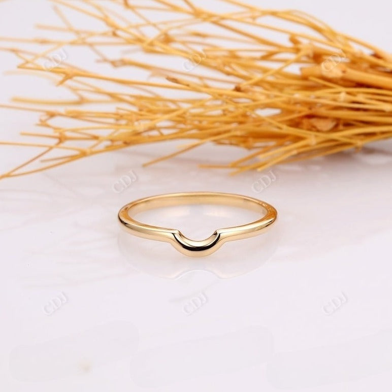 14K Solid Yello Gold Plain Curved Wedding Band  customdiamjewel 10 KT Solid Gold Yellow Gold VVS-EF