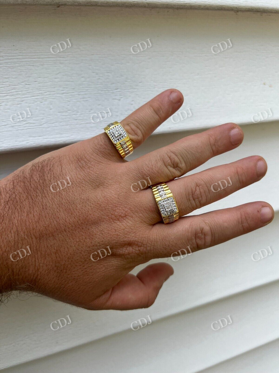 Two Tone Gold Round Moissanite Ring  customdiamjewel   