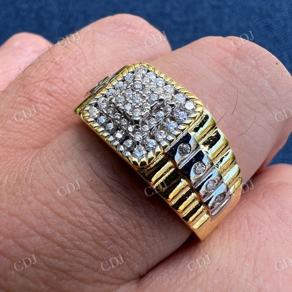 Two Tone Gold Round Moissanite Ring  customdiamjewel   