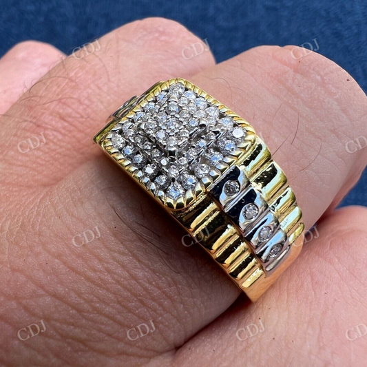 Two Tone Gold Round Moissanite Ring  customdiamjewel   