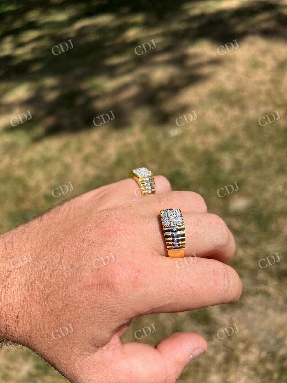 Two Tone Gold Round Moissanite Ring  customdiamjewel   