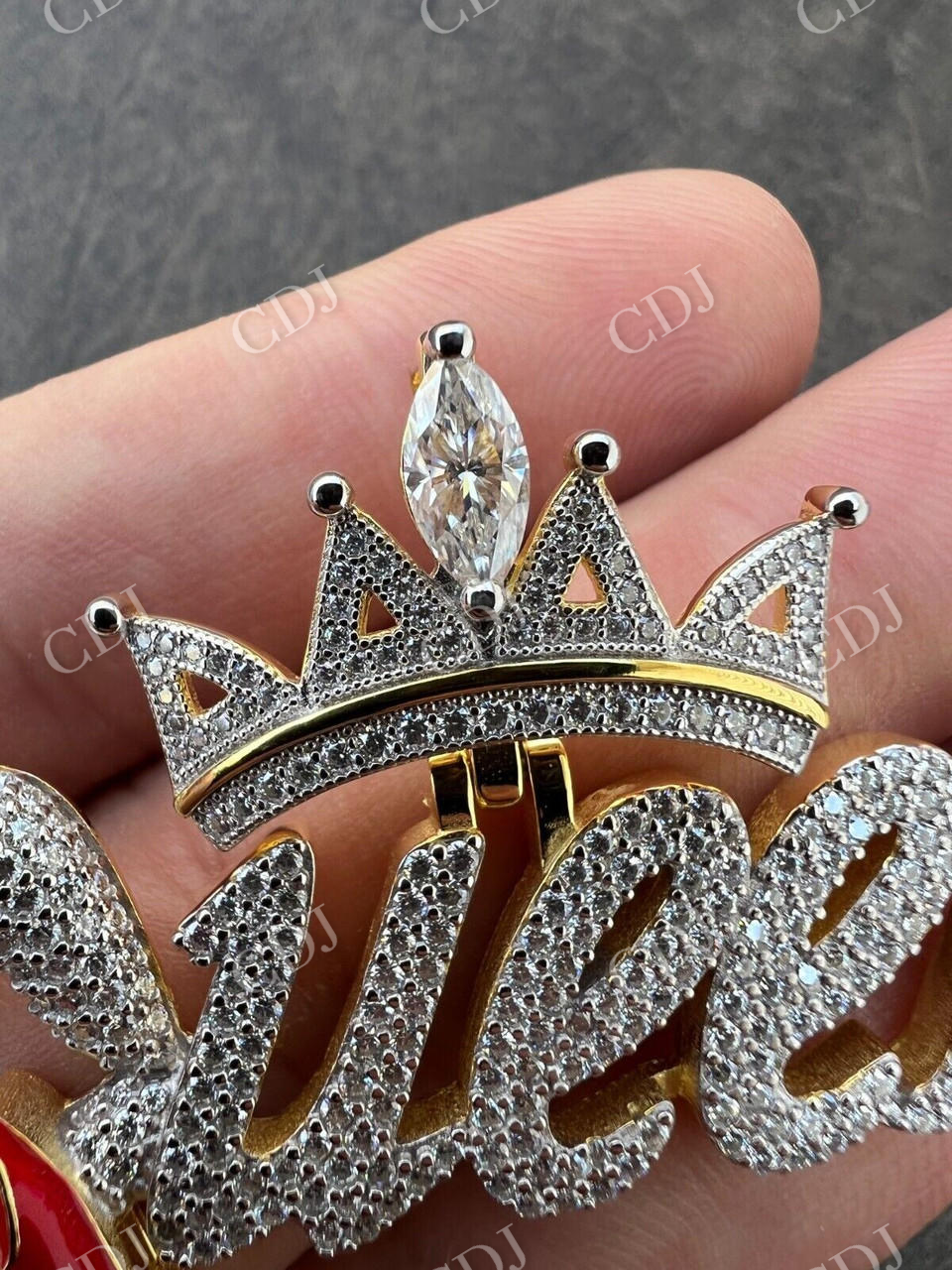 Iced Queen With Crown & Lipstick Pendant  customdiamjewel   