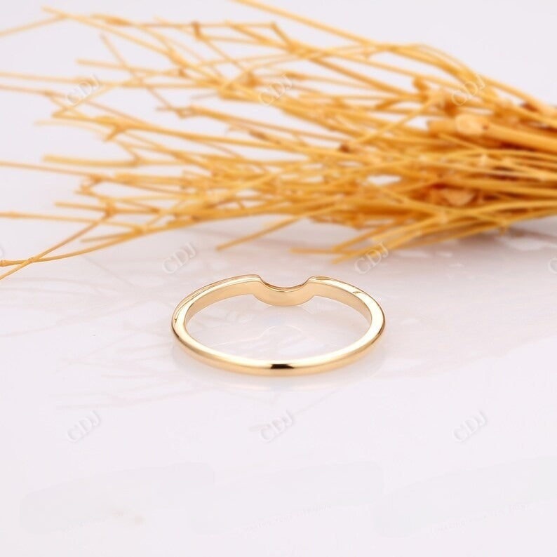 14K Solid Yello Gold Plain Curved Wedding Band  customdiamjewel   