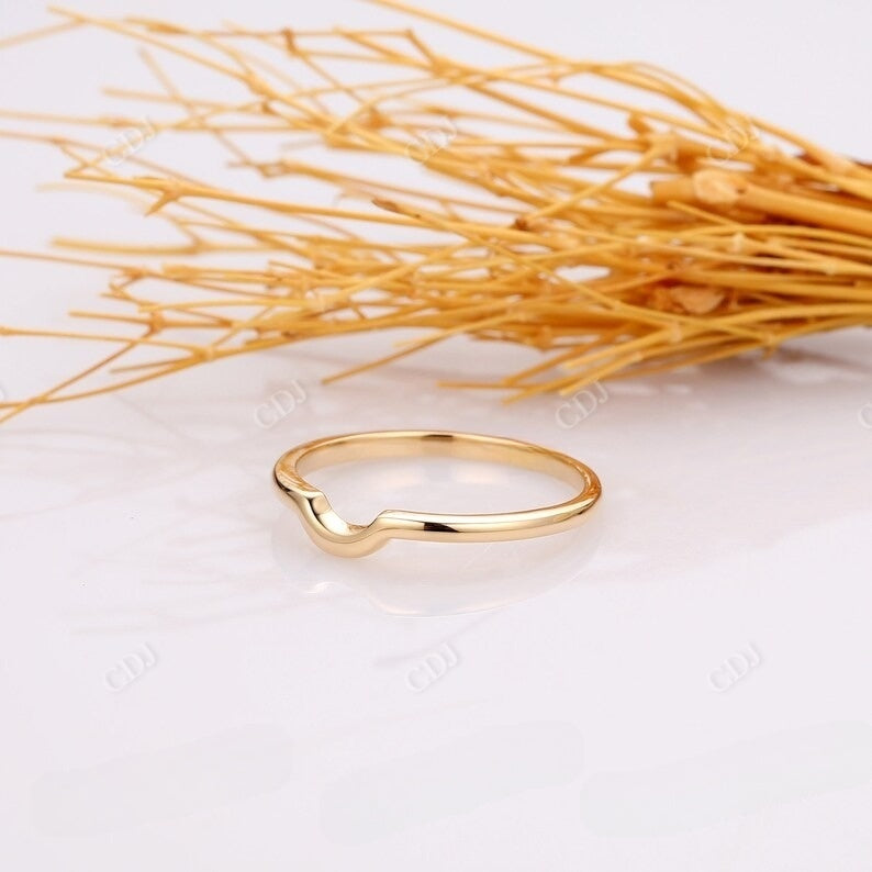 14K Solid Yello Gold Plain Curved Wedding Band  customdiamjewel   