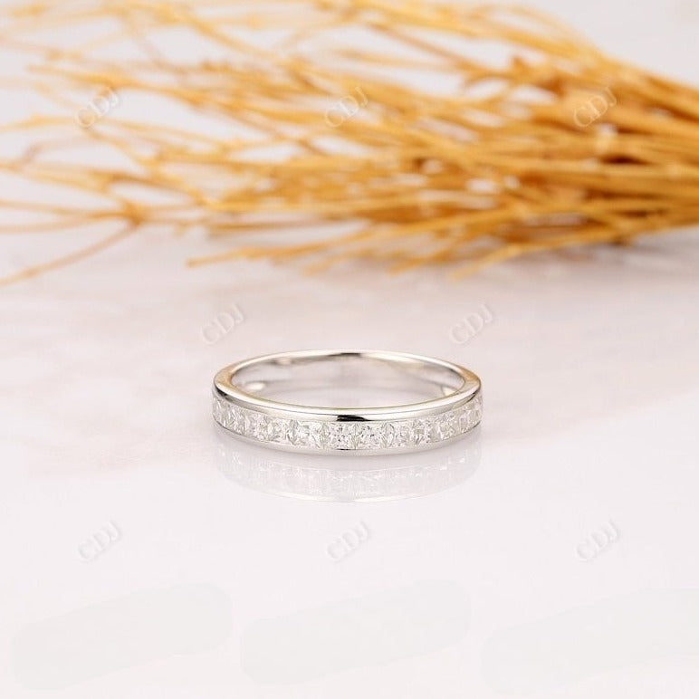 0.70CTW Princess Cut Real Diamond Half Eternity Wedding Band  customdiamjewel 10 KT Solid Gold White Gold VVS-EF