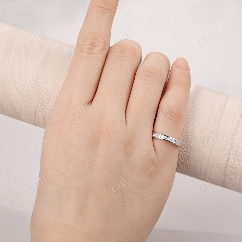 0.70CTW Princess Cut Real Diamond Half Eternity Wedding Band  customdiamjewel   