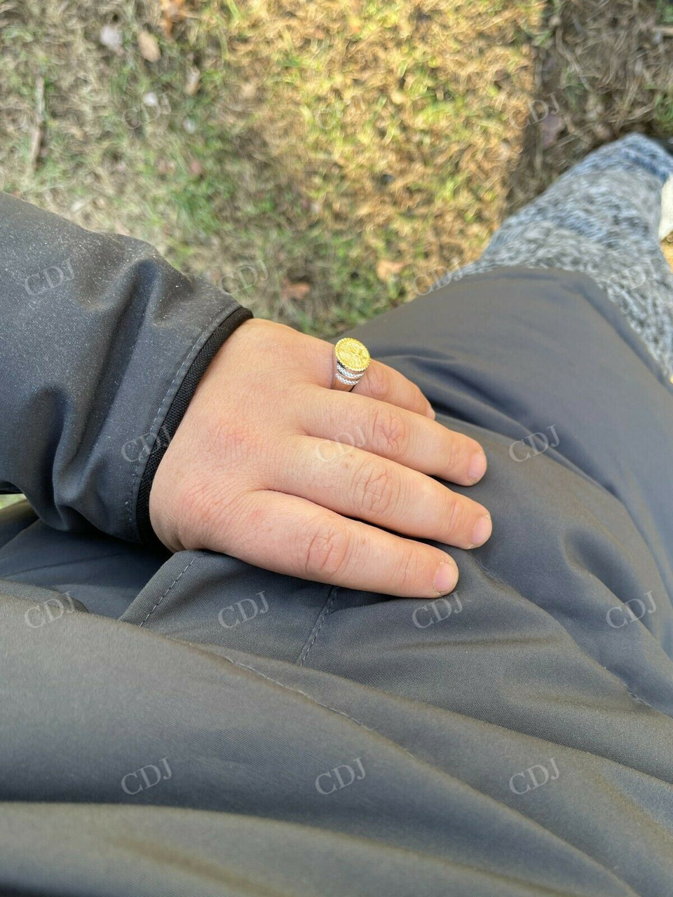 Unique Two Tone Jesus Statue Ring  customdiamjewel   