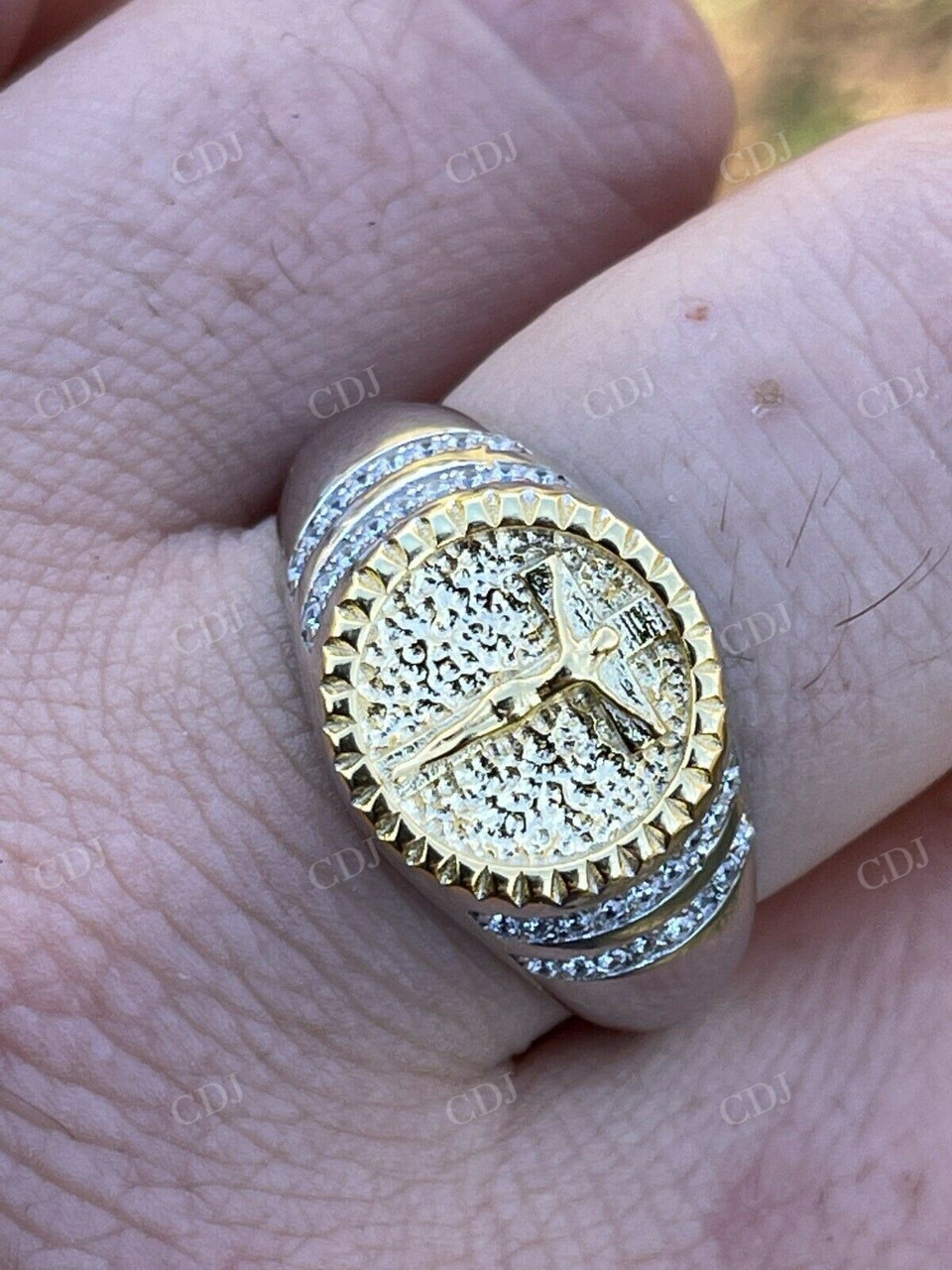 Unique Two Tone Jesus Statue Ring  customdiamjewel   