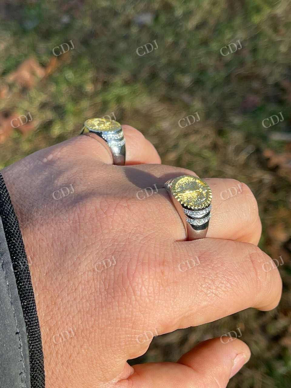 Unique Two Tone Jesus Statue Ring  customdiamjewel   