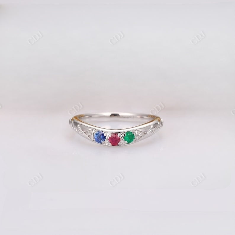 Round Cut Gemstone Curved Moissanite Wedding Band Wedding Band customdiamjewel   
