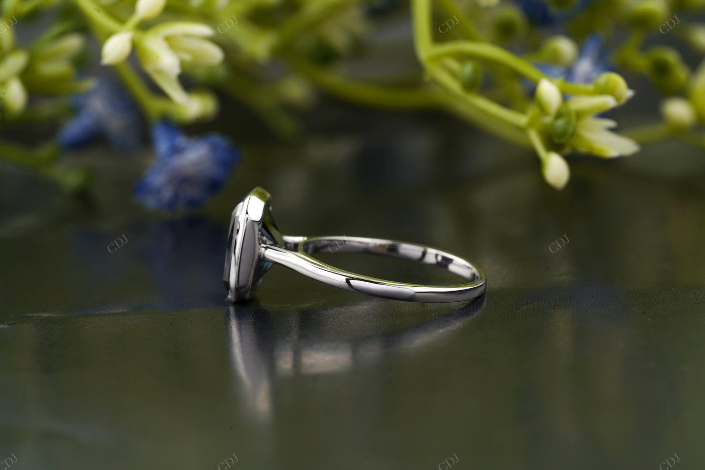Black Emerald Moissanite Diamond Ring