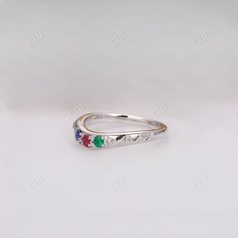 Round Cut Gemstone Curved Moissanite Wedding Band Wedding Band customdiamjewel   