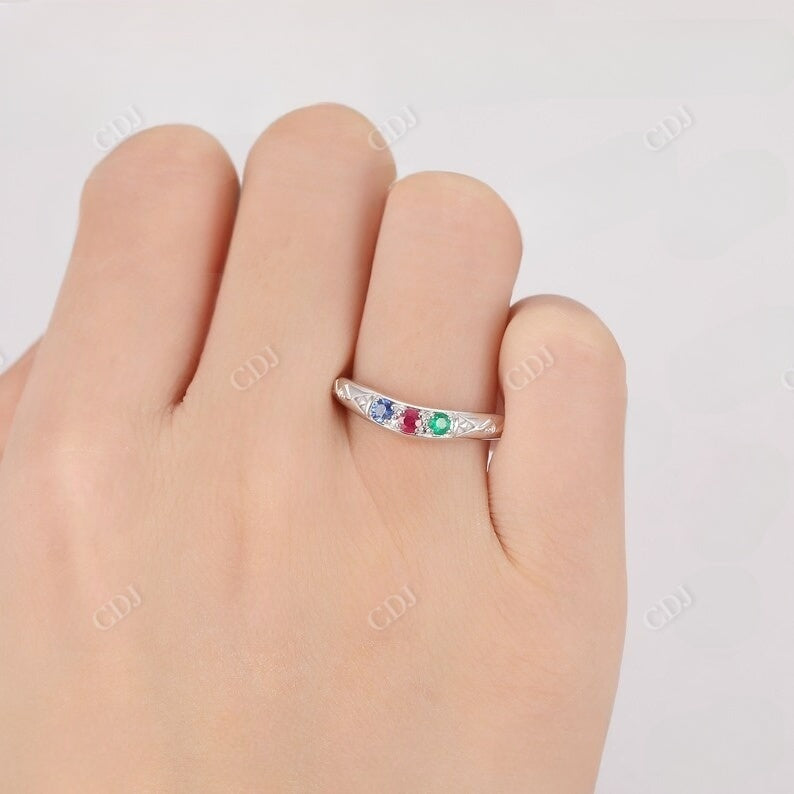 Round Cut Gemstone Curved Moissanite Wedding Band Wedding Band customdiamjewel   