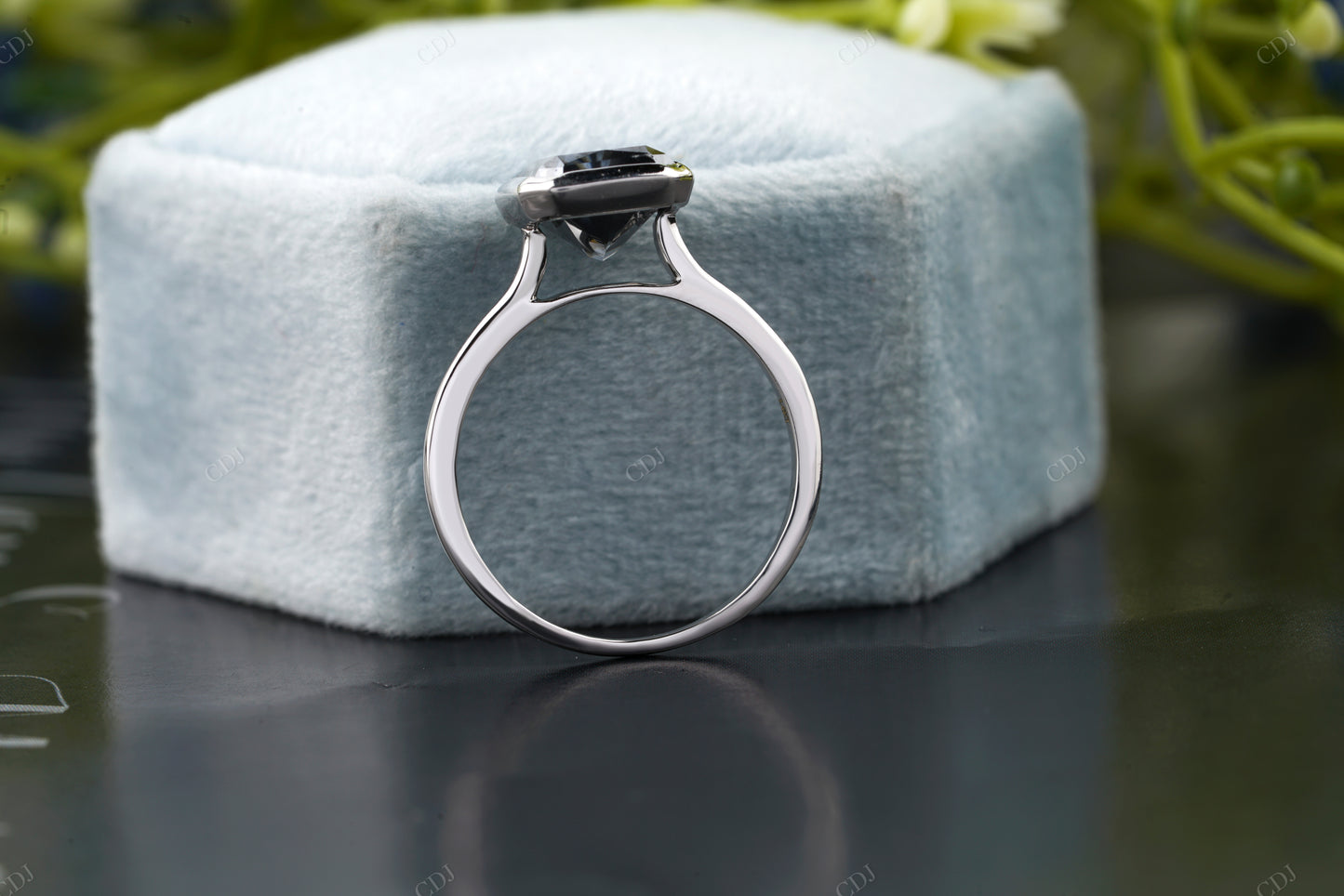 Black Emerald Moissanite Diamond Ring