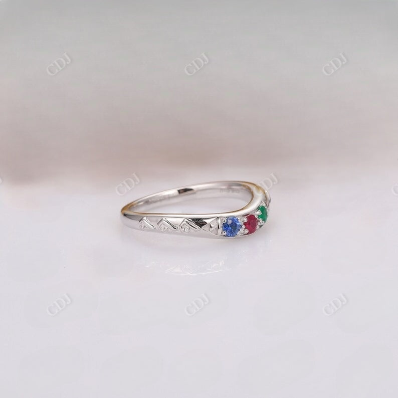 Round Cut Gemstone Curved Moissanite Wedding Band Wedding Band customdiamjewel   