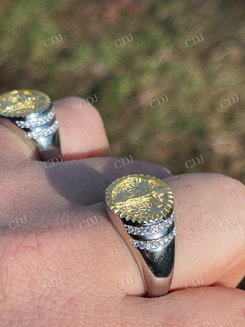 Unique Two Tone Jesus Statue Ring  customdiamjewel   