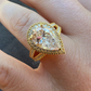 Pear Cut Moissanite Halo Split Shank Ring  customdiamjewel   