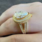 Pear Cut Moissanite Halo Split Shank Ring  customdiamjewel   