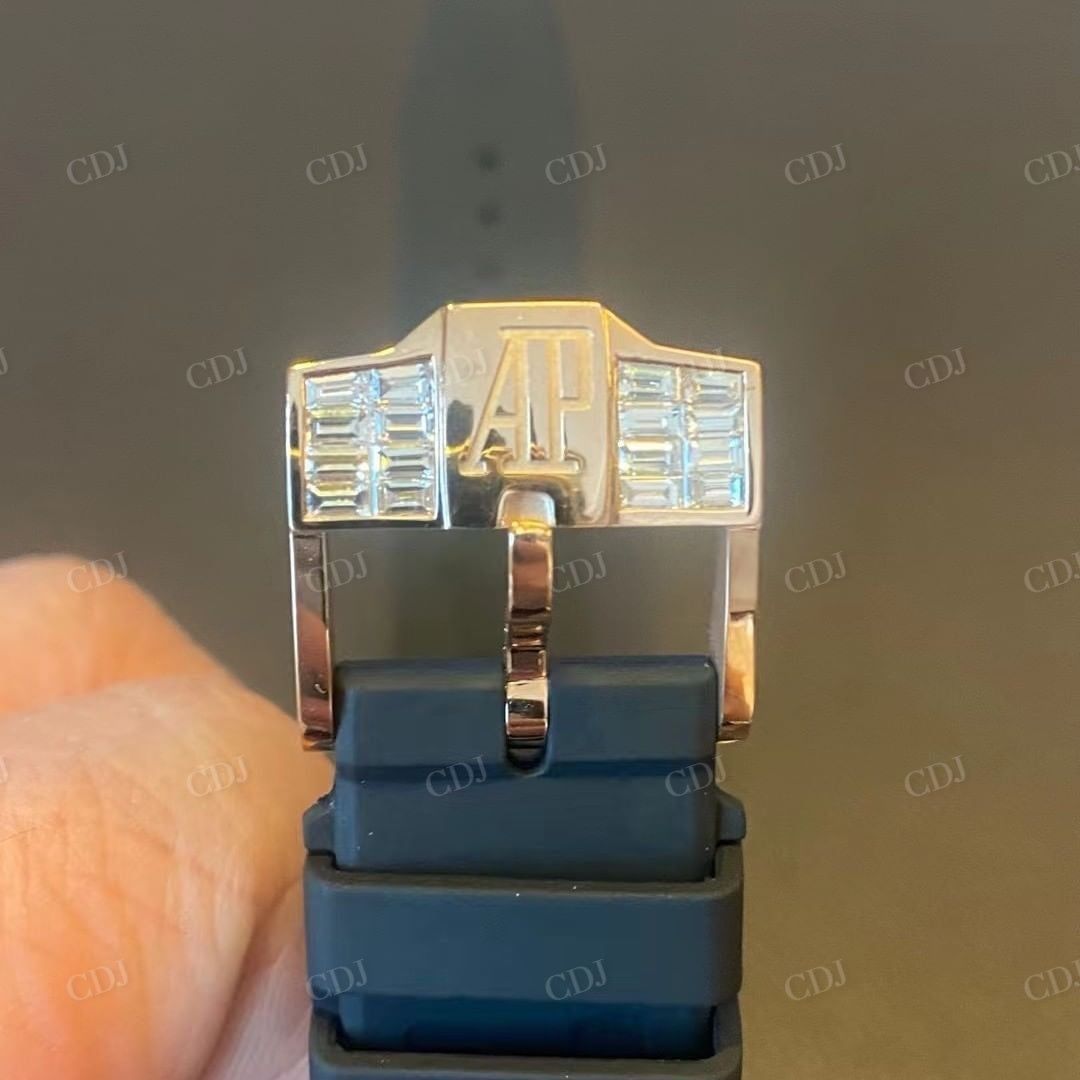 Baguette Diamond Black Belt Iced Out AP Moissanite Watch customdiamjewel